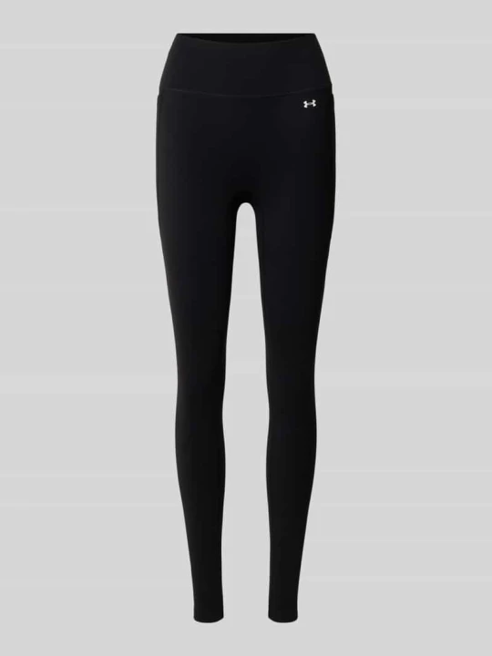 Zdjęcie produktu legginsy sportowe o kroju slim fit z nadrukiem z logo Under Armour Czarny