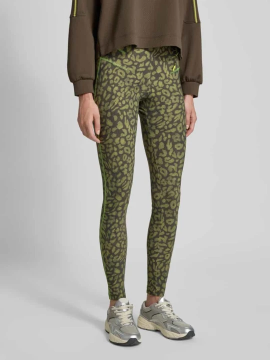 Zdjęcie produktu Legginsy sportowe z ozdobnymi szwami Marc Cain Khaki