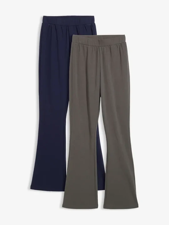 Zdjęcie produktu Legginsy temiczne o kroju bootcut (2 szt.) BonPrix niebieski