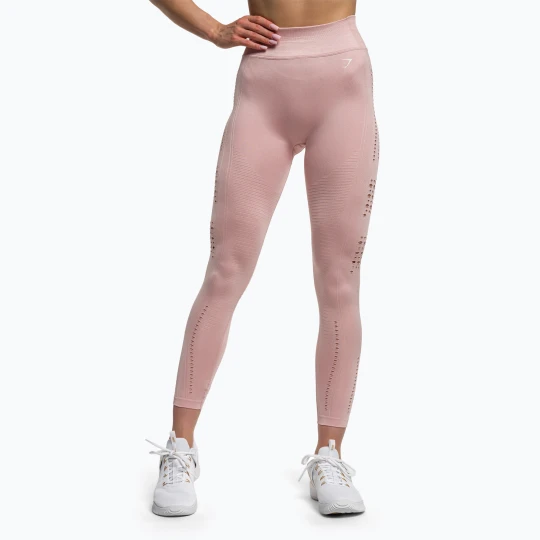 Zdjęcie produktu Legginsy treningowe damskie Gymshark Flawless Shine Seamless pink / white