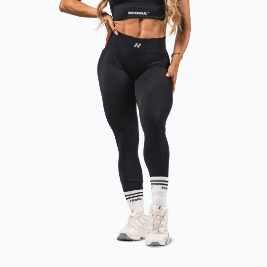 Zdjęcie produktu Legginsy treningowe damskie NEBBIA Flow Seamless Push Up Black