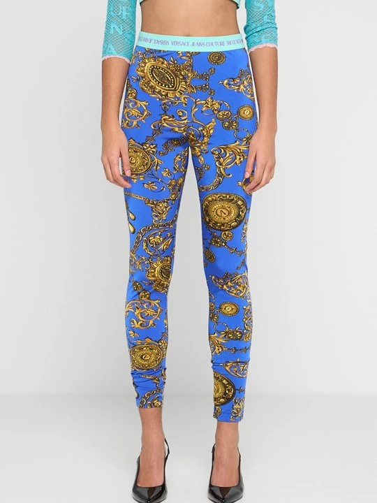 Zdjęcie produktu Spodnie legginsy Versace Jeans Couture niebieski
