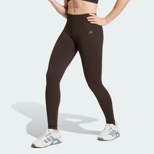 Zdjęcie produktu Legginsy Workout Essentials Knit Scrunch 7/8 Adidas Aurora Coffee