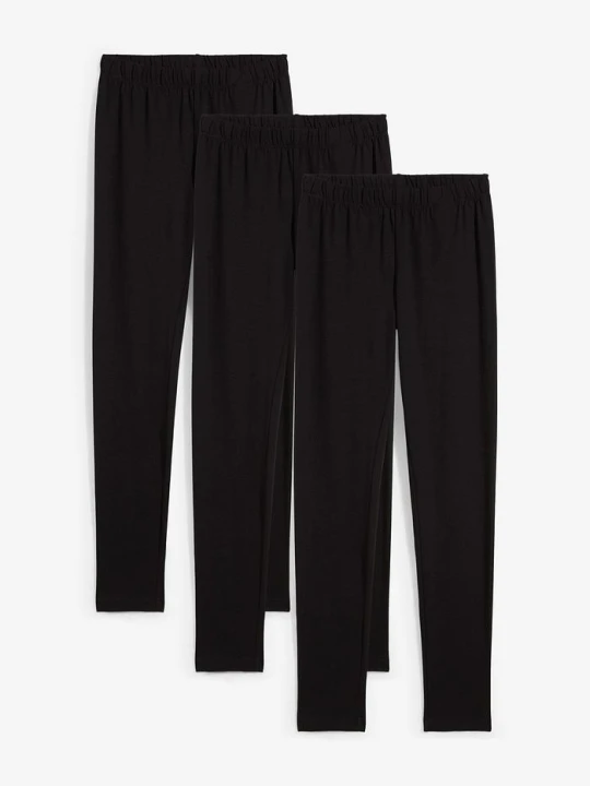 Zdjęcie produktu Legginsy z elastycznej bawełny organicznej (3 pary) BonPrix czarny