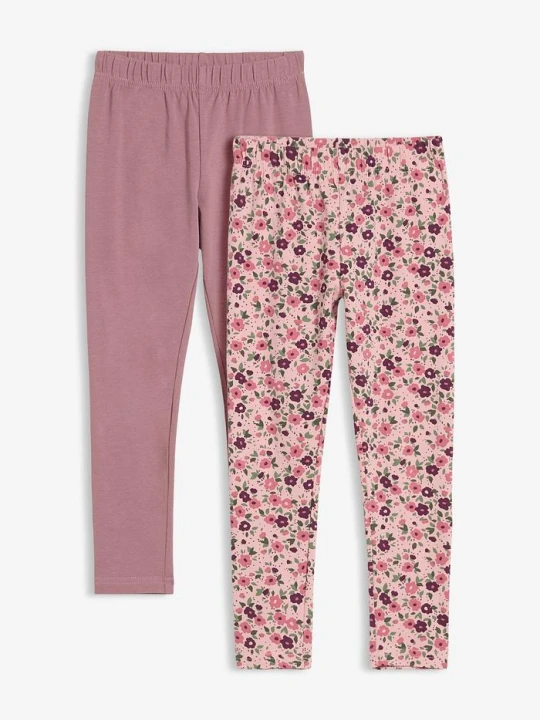 Zdjęcie produktu Legginsy z elastycznej mieszanki bawełny (2 szt.) BonPrix fioletowy