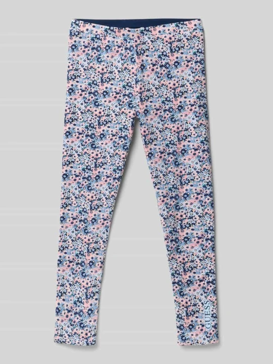 Zdjęcie produktu Legginsy z kwiatowym nadrukiem na całej powierzchni model ‘Reversible’ Guess Granatowy
