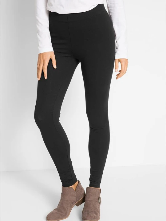 Zdjęcie produktu Legginsy z mieszanki bawełny BonPrix czarny
