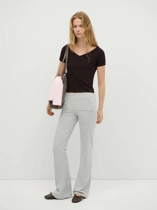 Zdjęcie produktu Legginsy z wywijaną talią jasnoszary - Teen - MANGO TEEN