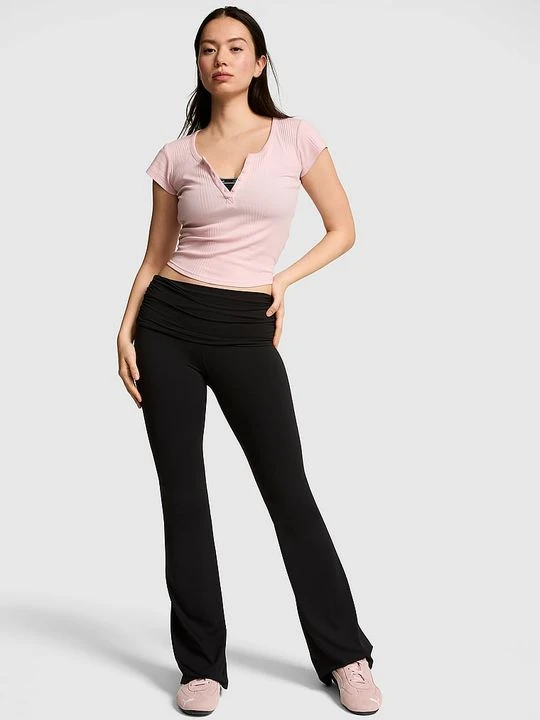 Zdjęcie produktu PINK Legginsy z zawijaną talią Flare Victoria's Secret Czarny
