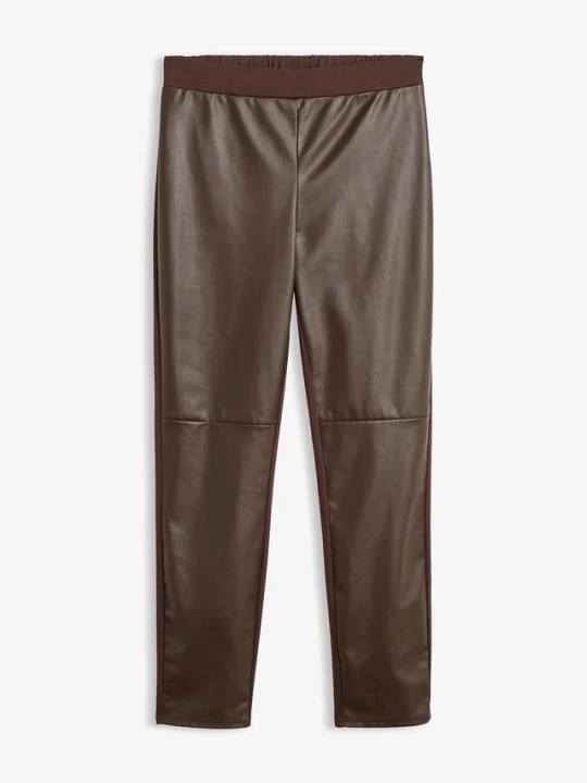Zdjęcie produktu Legginsy ze sztucznej skóry ze szwami na kolanie BonPrix brązowy