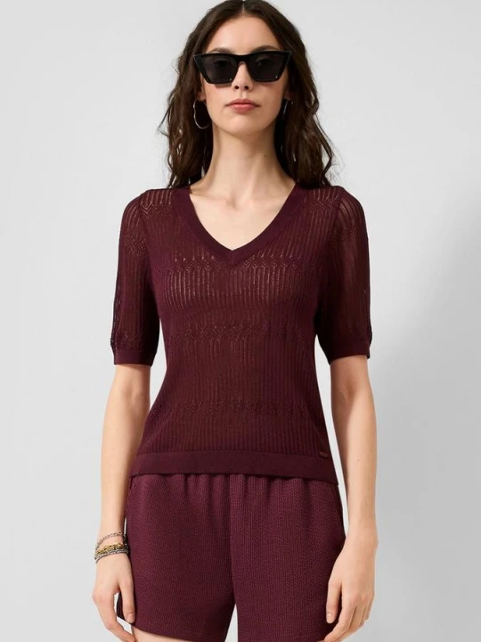 Zdjęcie produktu Leicht transparentes Strickshirt QS czerwony