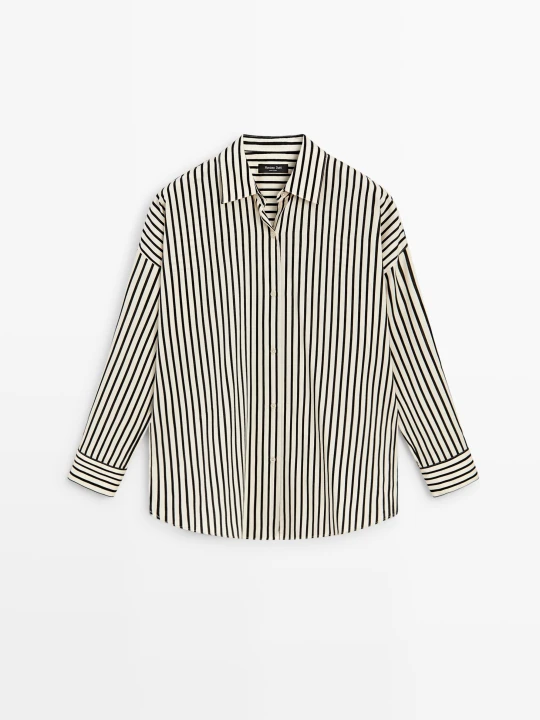 Zdjęcie produktu Lejąca Koszula W Paski - Biały - Massimo Dutti - Female