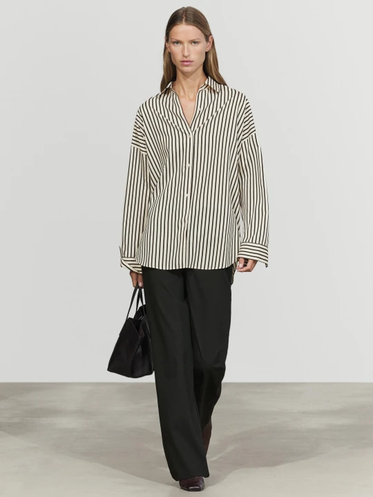 Zdjęcie produktu Lejąca Koszula W Paski - Biały - Massimo Dutti - Female