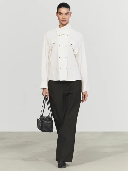 Zdjęcie produktu Lejąca Koszula Z Detalem Zapięcia Na Guziki - Surowy - Massimo Dutti - Female