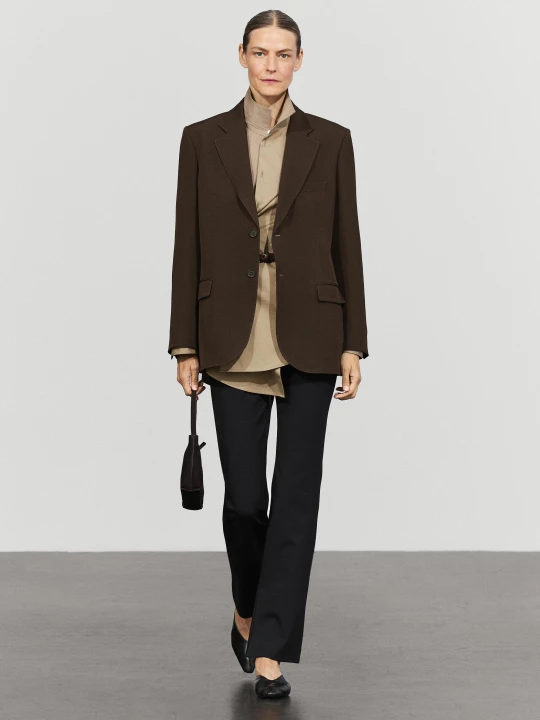 Zdjęcie produktu Marynarka Z Mieszanki Wełny Total Look - Brązowy - Massimo Dutti - Female