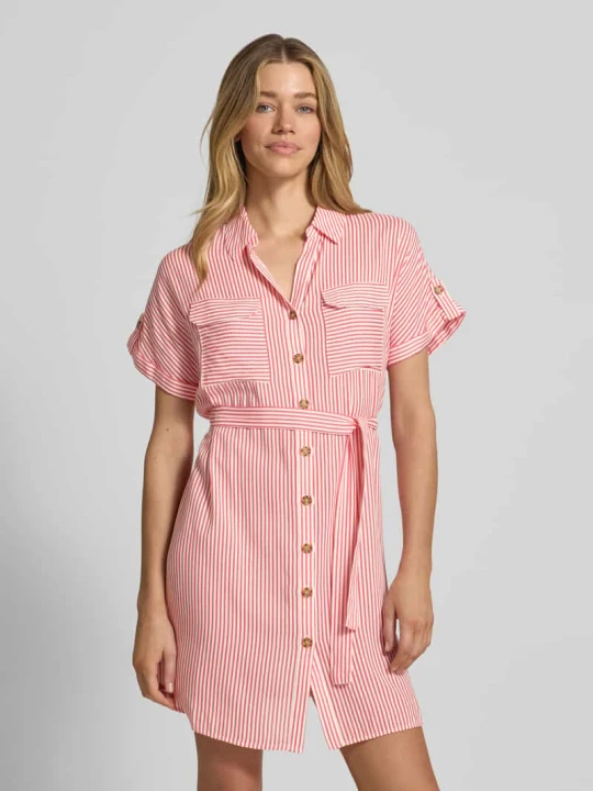 Zdjęcie produktu Lejąca sukienka casualowa z czystej wiskozy model 'BUMPY' Vero Moda Morelowy