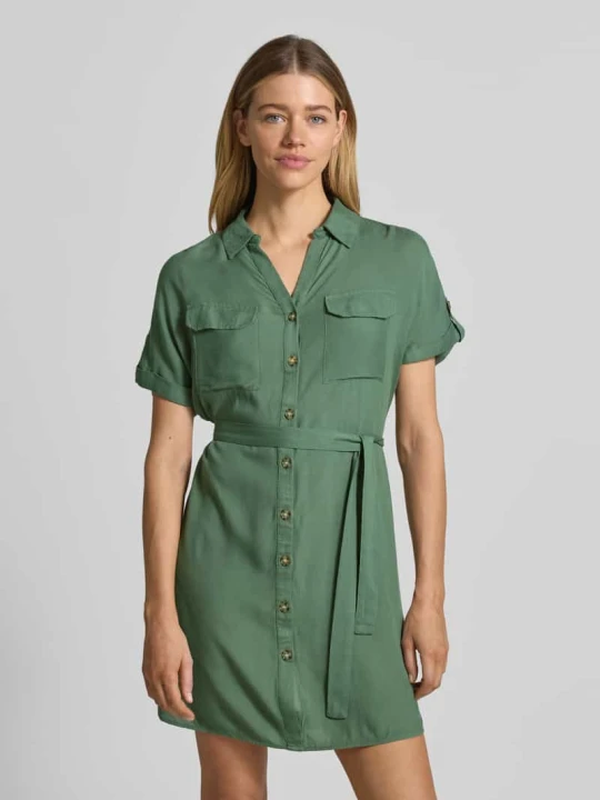 Zdjęcie produktu Lejąca sukienka casualowa z czystej wiskozy model 'BUMPY' Vero Moda Trzcinowy