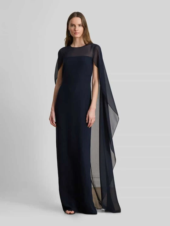 Zdjęcie produktu Lejąca sukienka wieczorowa z detalem peleryny Lauren Ralph Lauren Ciemnoniebieski