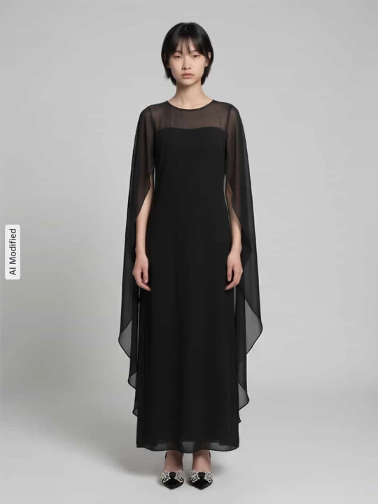 Zdjęcie produktu Lejąca sukienka wieczorowa z detalem peleryny Lauren Ralph Lauren Czarny