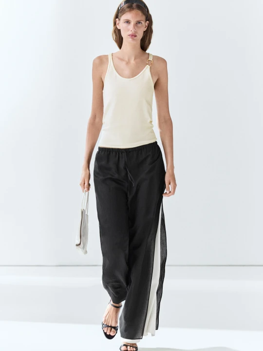 Zdjęcie produktu Lejące Szerokie Spodnie Total Look - Czarny - Massimo Dutti - Female
