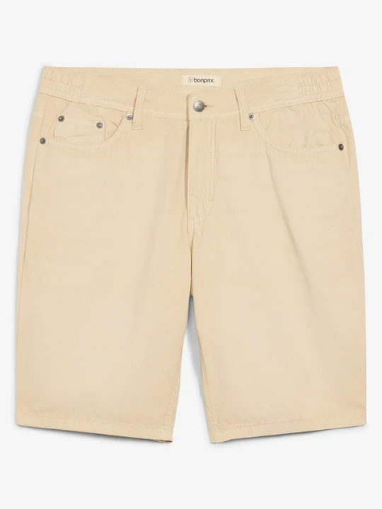 Zdjęcie produktu Lekkie bermudy z elastyczną wstawką w talii, z kolorowego denimu, regular fit BonPrix
