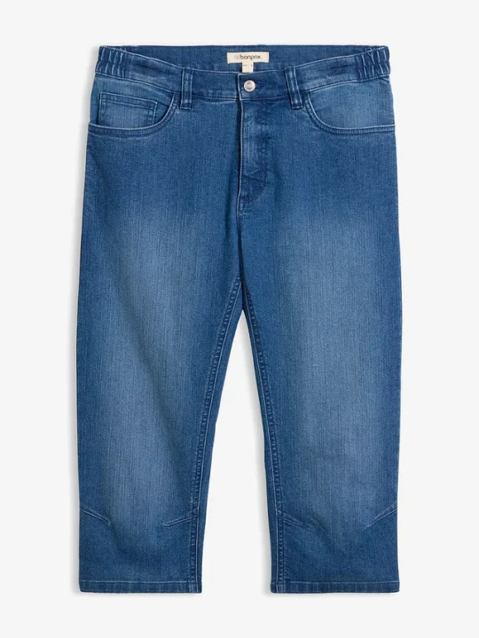 Zdjęcie produktu Lekkie jeansy 3 / 4 z elastyczną wstawką w talii, slim fit BonPrix niebieski