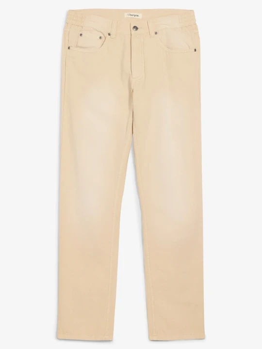 Zdjęcie produktu Lekkie jeansy regular fit z elastyczną wstawką w talii, z kolorowego denimu, straight BonPrix
