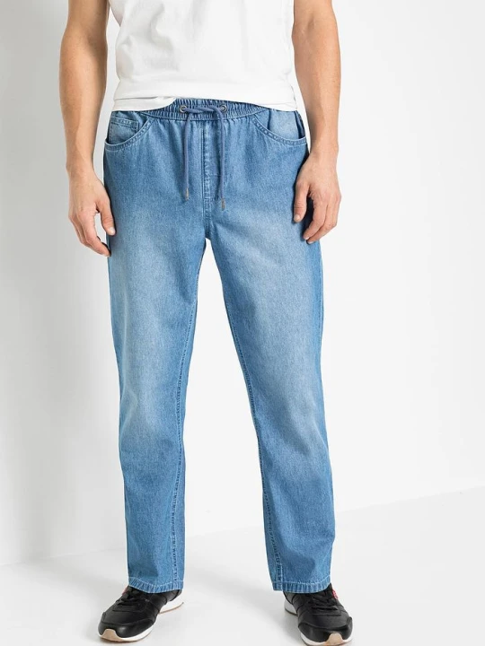 Zdjęcie produktu Lekkie jeansy z gumką w talii classic fit, tapered (2 pary) BonPrix niebieski