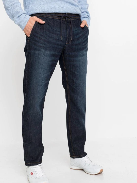 Zdjęcie produktu Lekkie jeansy z gumką w talii, regular fit, straight BonPrix niebieski