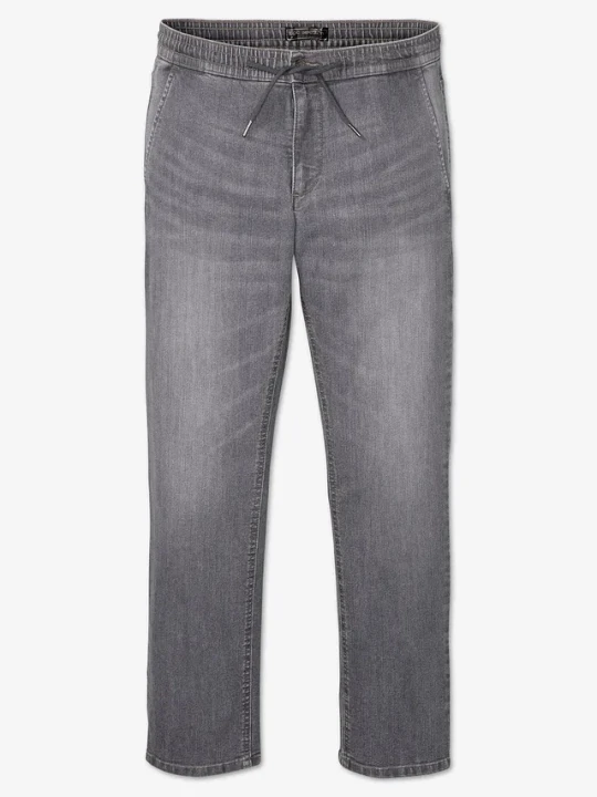 Zdjęcie produktu Lekkie jeansy z gumką w talii, regular fit, straight BonPrix szary