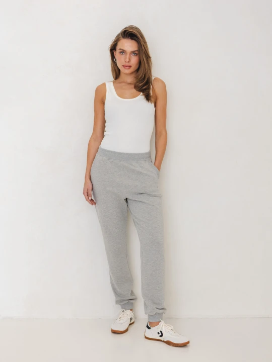 Zdjęcie produktu LEKKIE SPODNIE JOGGERS SZARY MELANŻ XL - Flawless