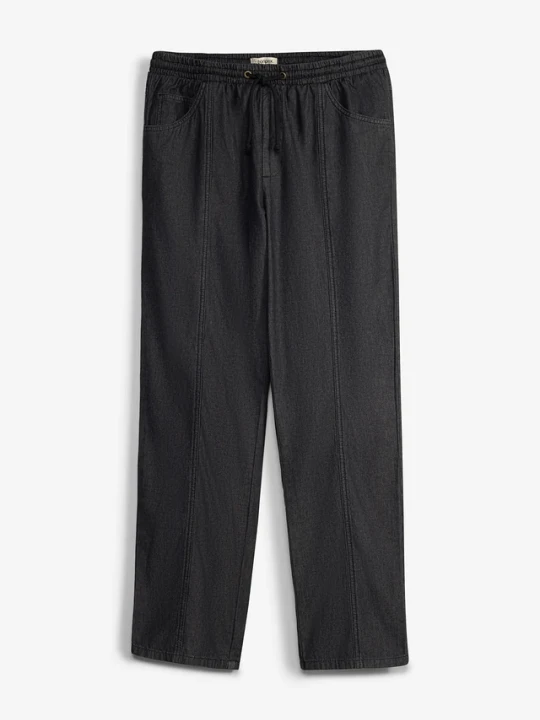 Zdjęcie produktu Lekkie spodnie z gumką w talii o kroju loose fit, prosta nogawka BonPrix czarny