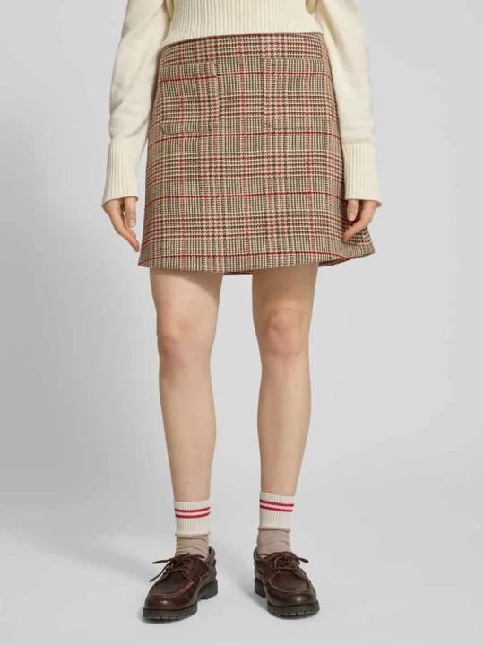 Zdjęcie produktu Lekko rozkloszowana spódnica mini z mieszanki bawełny Tommy Hilfiger Bordowy