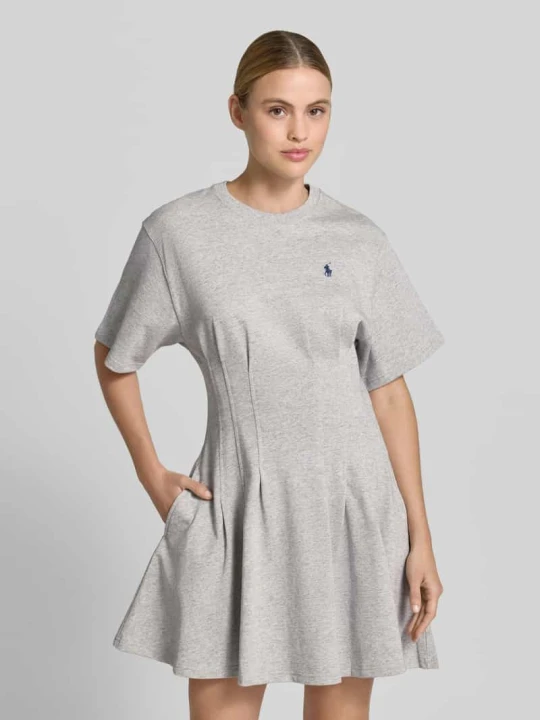 Zdjęcie produktu Lekko rozkloszowana sukienka dresowa z czystej bawełny Polo Ralph Lauren Jasnoszary melanż