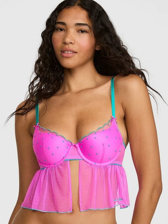 Zdjęcie produktu Lekko usztywniany top gorsetowy z zaokrąglonym dekoltem PINK Wink Victoria's Secret
