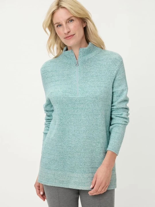 Zdjęcie produktu LENZING™ ECOVERO™ Miętowy sweter damski Henny zapinany na suwak – Soft Vibes Olsen