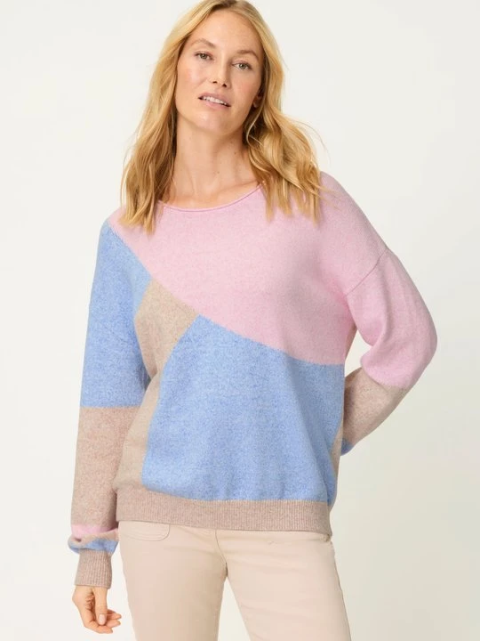 Zdjęcie produktu LENZING™ ECOVERO™ Sweter damski Cora z geometrycznym wzorem – Refresh Olsen