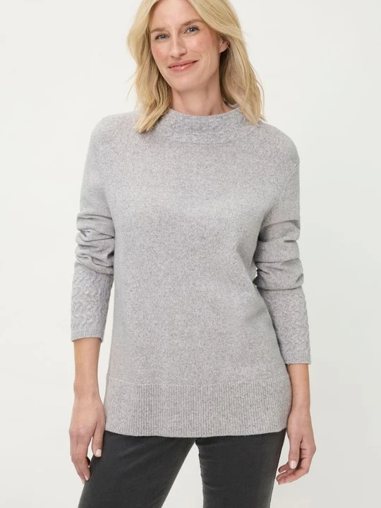 Zdjęcie produktu LENZING™ ECOVERO™ Szary sweter damski Henny ze stójką – Soft Vibes Olsen