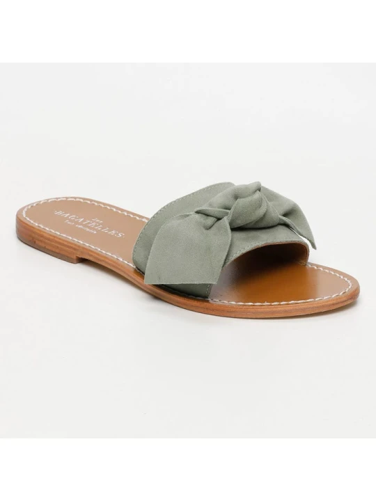 Zdjęcie produktu Les BAGATELLES Skórzane klapki "Westchester" w kolorze khaki rozmiar: 37