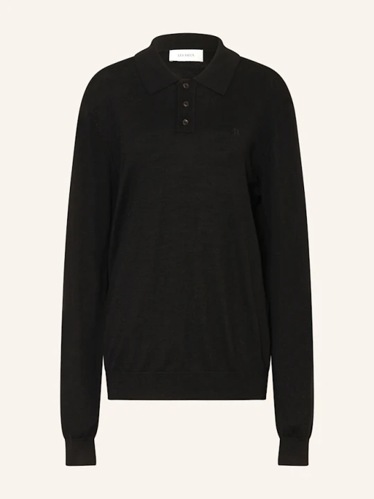 Zdjęcie produktu Les Deux Koszulka Polo Z Dzianiny Greyson Z Wełny Merino schwarz CZARNY