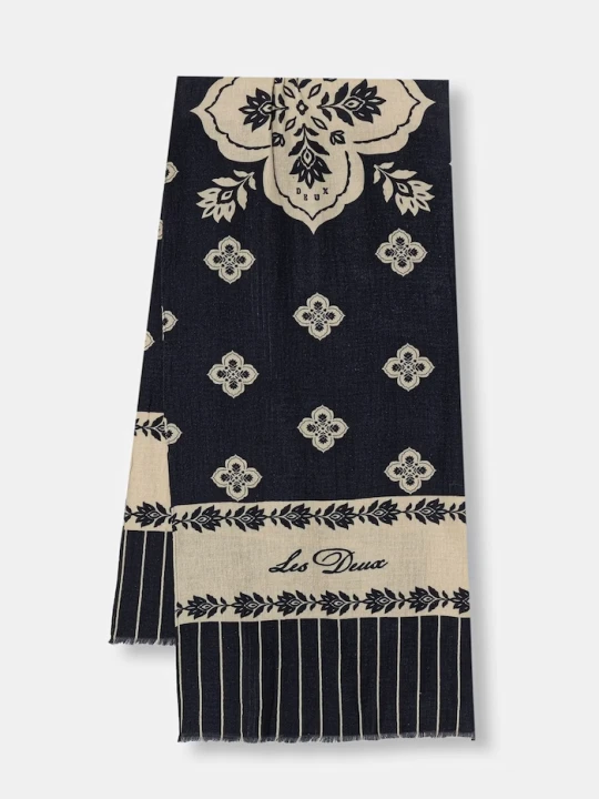 Zdjęcie produktu Les Deux szal bawełniany Arabesque granatowy