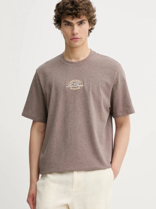 Zdjęcie produktu Les Deux t-shirt bawełniany Glen brązowy