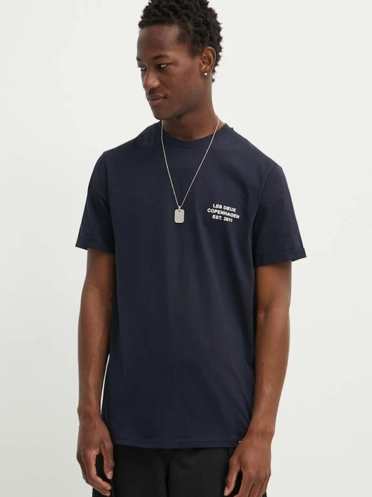 Zdjęcie produktu Les Deux t-shirt bawełniany granatowy