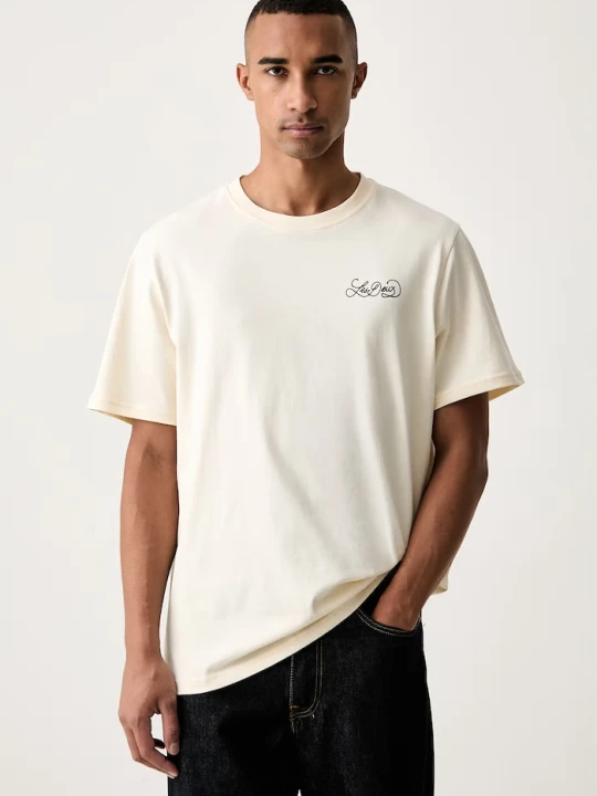 Zdjęcie produktu Les Deux T-shirt męski bawełniany Orchard beżowy
