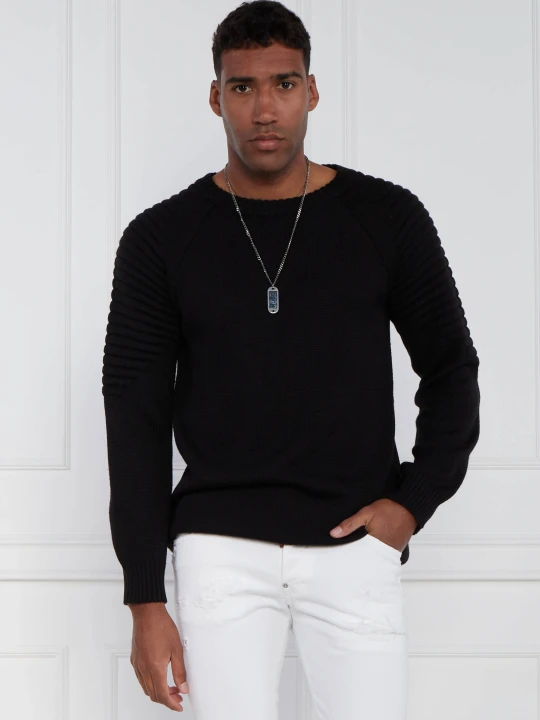 Zdjęcie produktu Les Hommes Sweter | Regular Fit | z dodatkiem wełny czarny