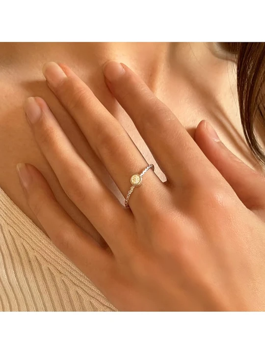 Zdjęcie produktu Les Petites Précieuses Srebrny pierścionek z diamentami rozmiar: 60