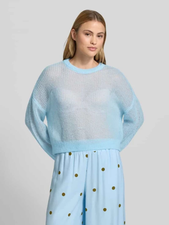 Zdjęcie produktu Letni, krótki sweter z dzianiny Style Icon Collection Jasnoniebieski