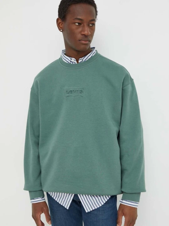 Zdjęcie produktu Levi's bluza męska z bawełną RELAXD GRAPHIC CREW zielony