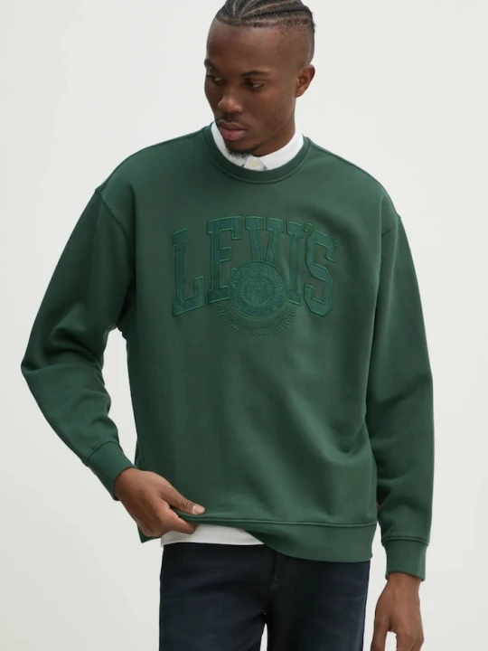 Zdjęcie produktu Levi's bluza męska z bawełną RELAXD GRAPHIC CREW zielony