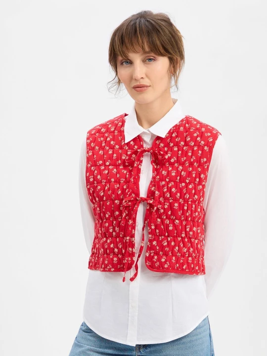 Zdjęcie produktu Levi' pikowana kamizelka z lnem - Kobiety Sztuczne włókno czerwony | beżowy Levi's